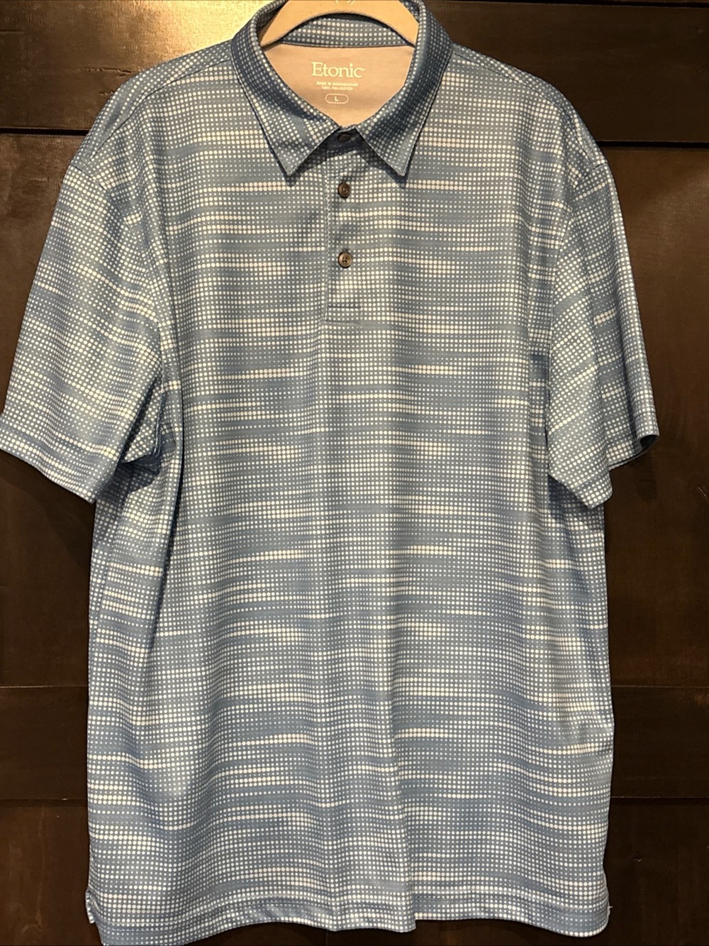 Etonic Golf Polo Shirt Blue Short Sleeve Polyester Mens Size Large